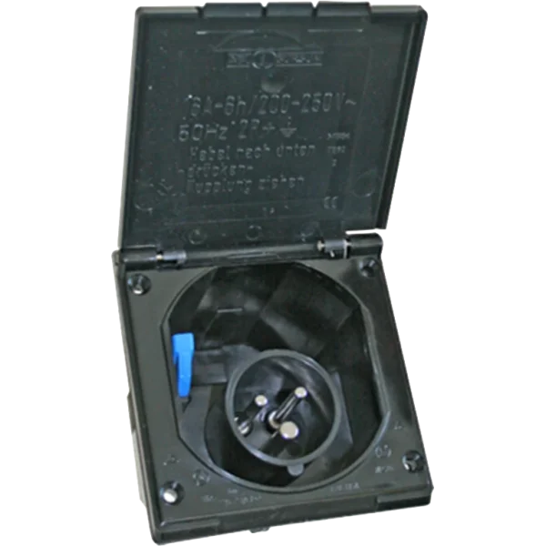 Fawo Flush Mains Inlet - Black, 240V, IP44, 90x80mm