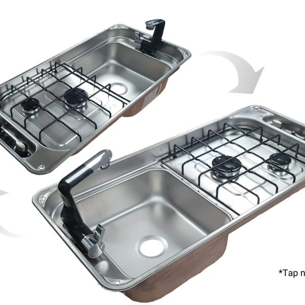 CAN FL1401GP Rectangular Two Burner Hob/Sink Combi