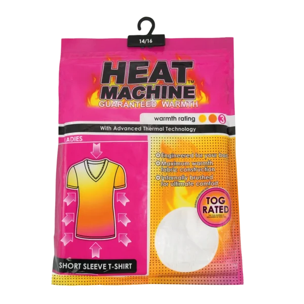 Heat Machine Ladies Thermal Short Sleeve Shirt, Sizes 10-12 & 14-16