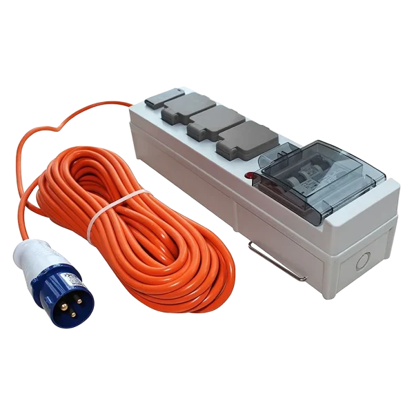 Quest Mobile Mains Power Unit UK 3 Socket 15m HO5VV-F Cable