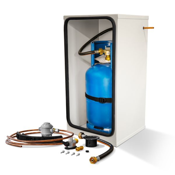 Butane Gas Locker Kit 7kg with Bulkhead Regulator Grey