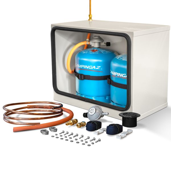 Camping Gas Steel Gas Locker Kit with Regulator Grey