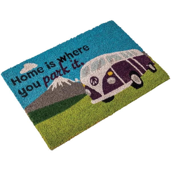 Heavy duty coir Home is where you park it (camper van) mat