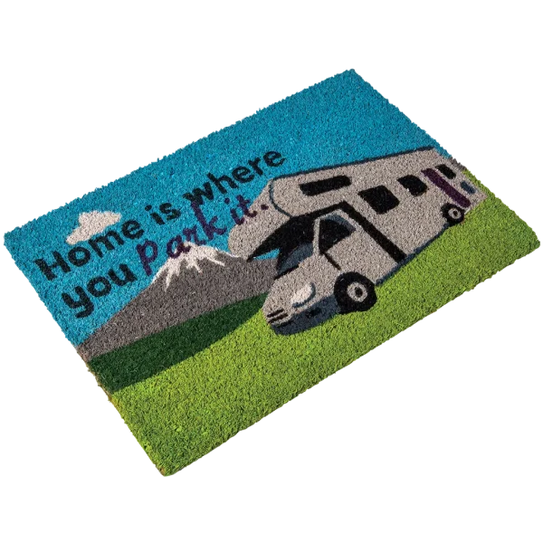 Heavy duty coir Home is where you park it (motor home) mat