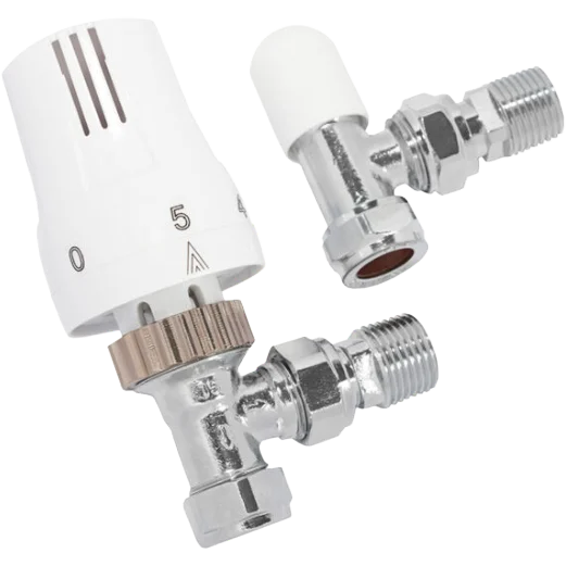 15MM Thermostatic Valve & TRV Head TWIN Pack White
