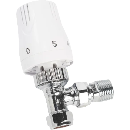 Eco Angle Thermostatic Valve & TRV Head – White